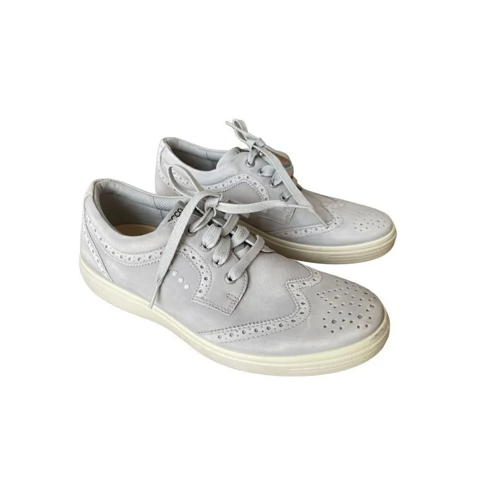 Ecco Mens Gray Wingtip Casual Hybrid Lace Up Golf Sneaker Shoes Size 43